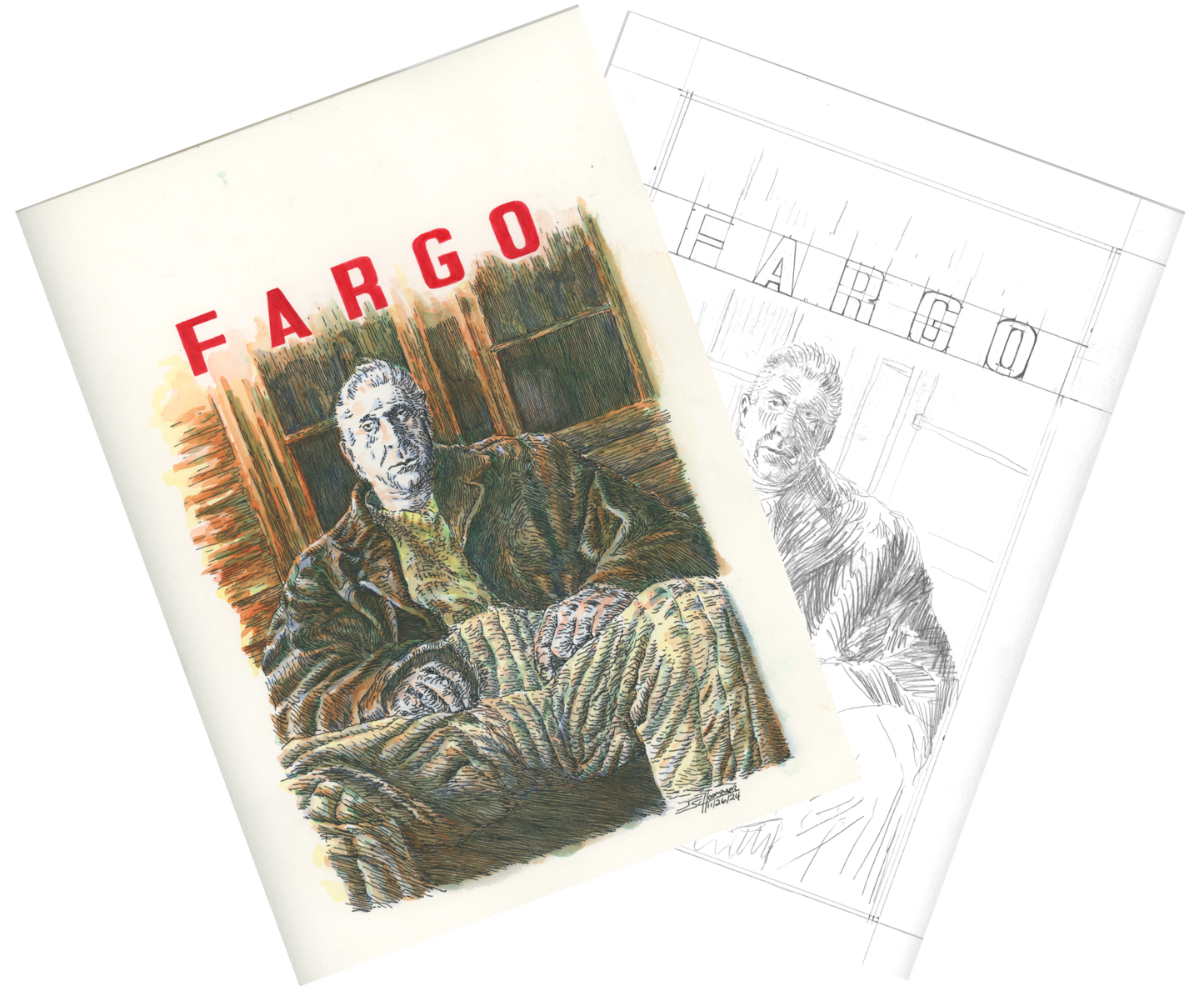 Fargo Foldout Zine Cover Original Drawing
