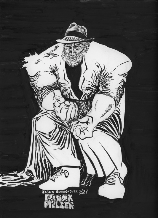 Frank Miller Triumphant Original Ink Drawing