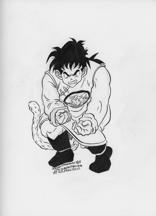 Gohan Triumphant Original Ink Drawing