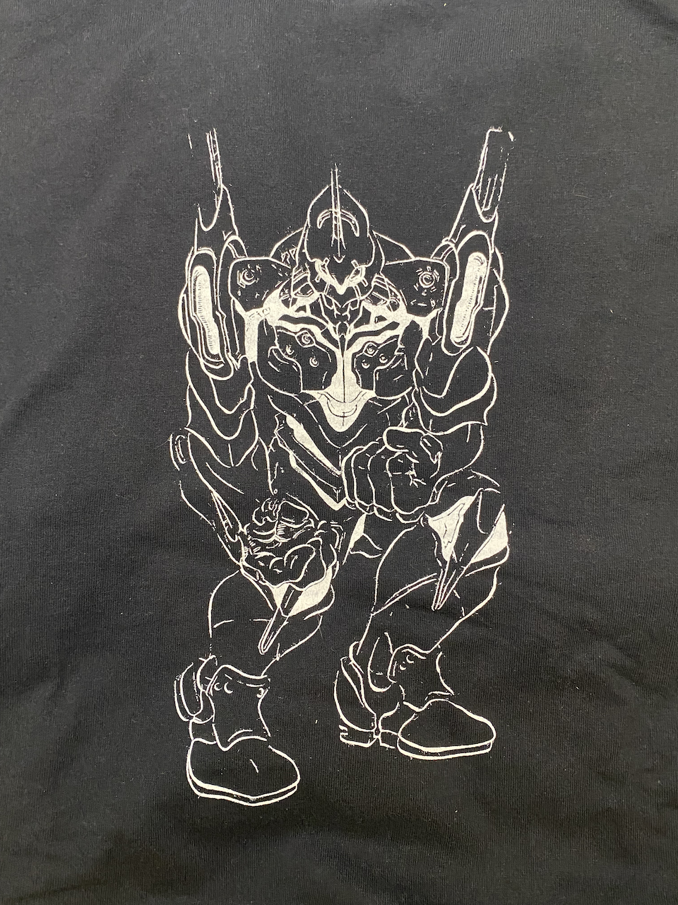 Eva 01 Triumphant White on Black Screen Printed Tshirt