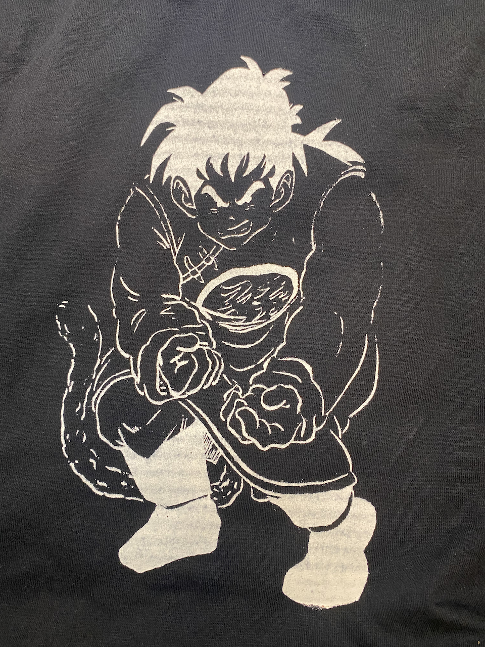 Gohan Triumphant White on Black Screen Printed Tshirt