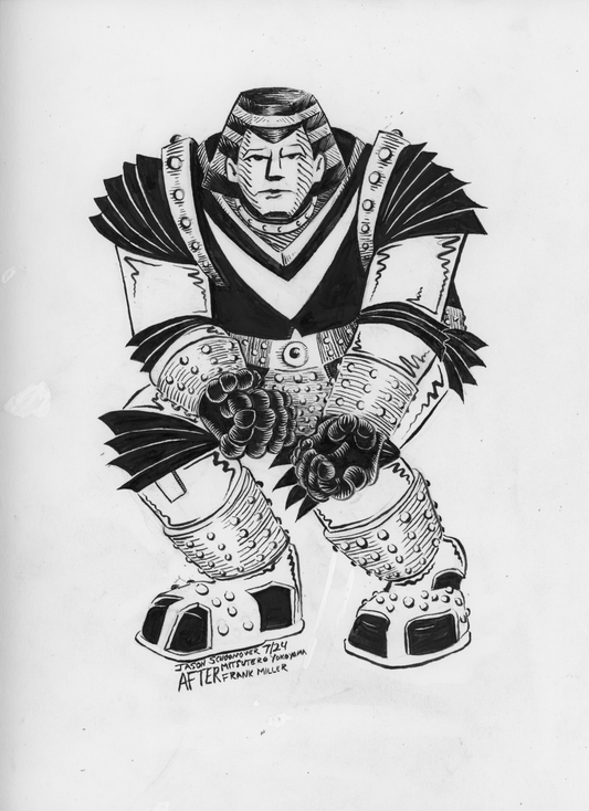 Johnny Sokko Flying Robot Triumphant Original Ink Drawing