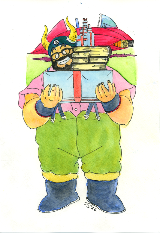 Dead Zone Ox King Watercolor and Ink Drawing