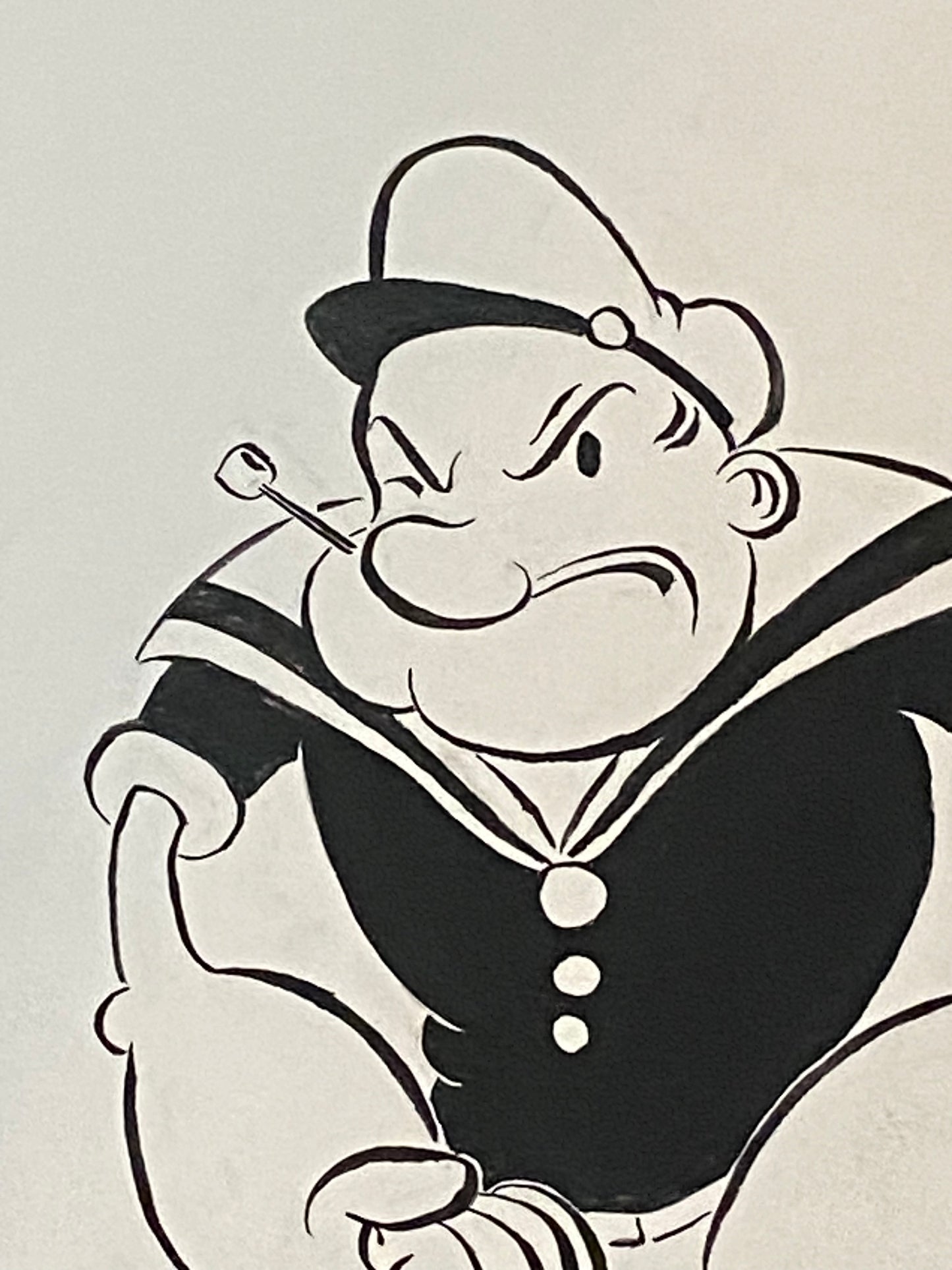 Popeye the Sailor Man after E.C. Segar after Frank Miller Original Ink Drawing