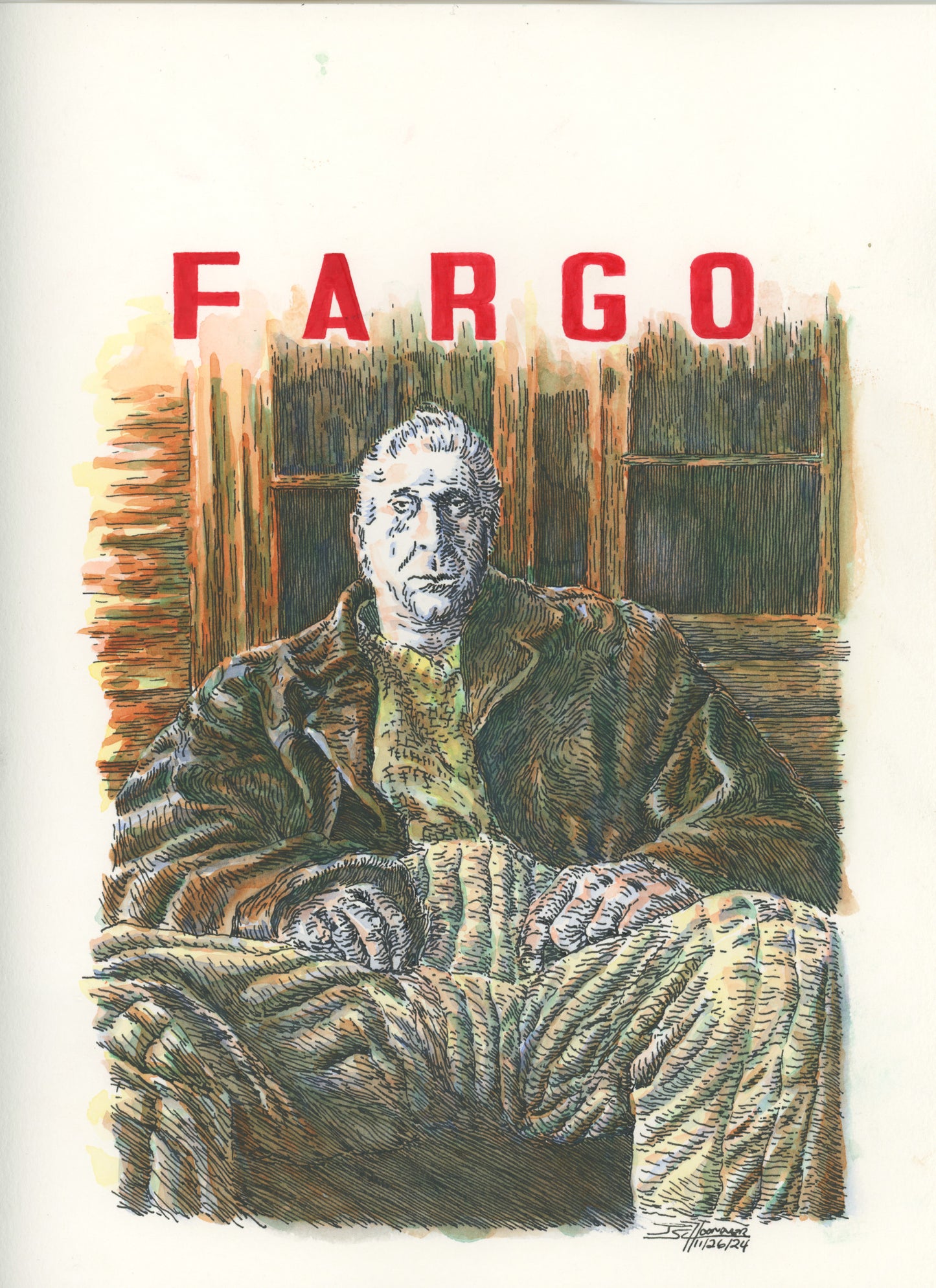 Fargo Foldout Zine Cover Original Drawing