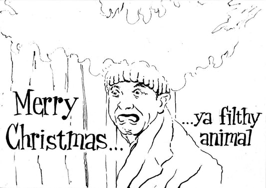 Home Alone Harry "Merry Christtmas Ya Filthy Animal" Fountain Pen Drawing Original Christmas Card Design