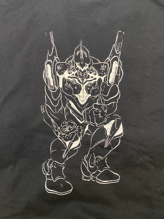 Eva 01 Triumphant White on Black Screen Printed Tshirt