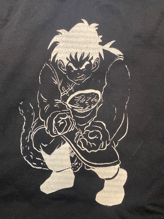 Gohan Triumphant White on Black Screen Printed Tshirt