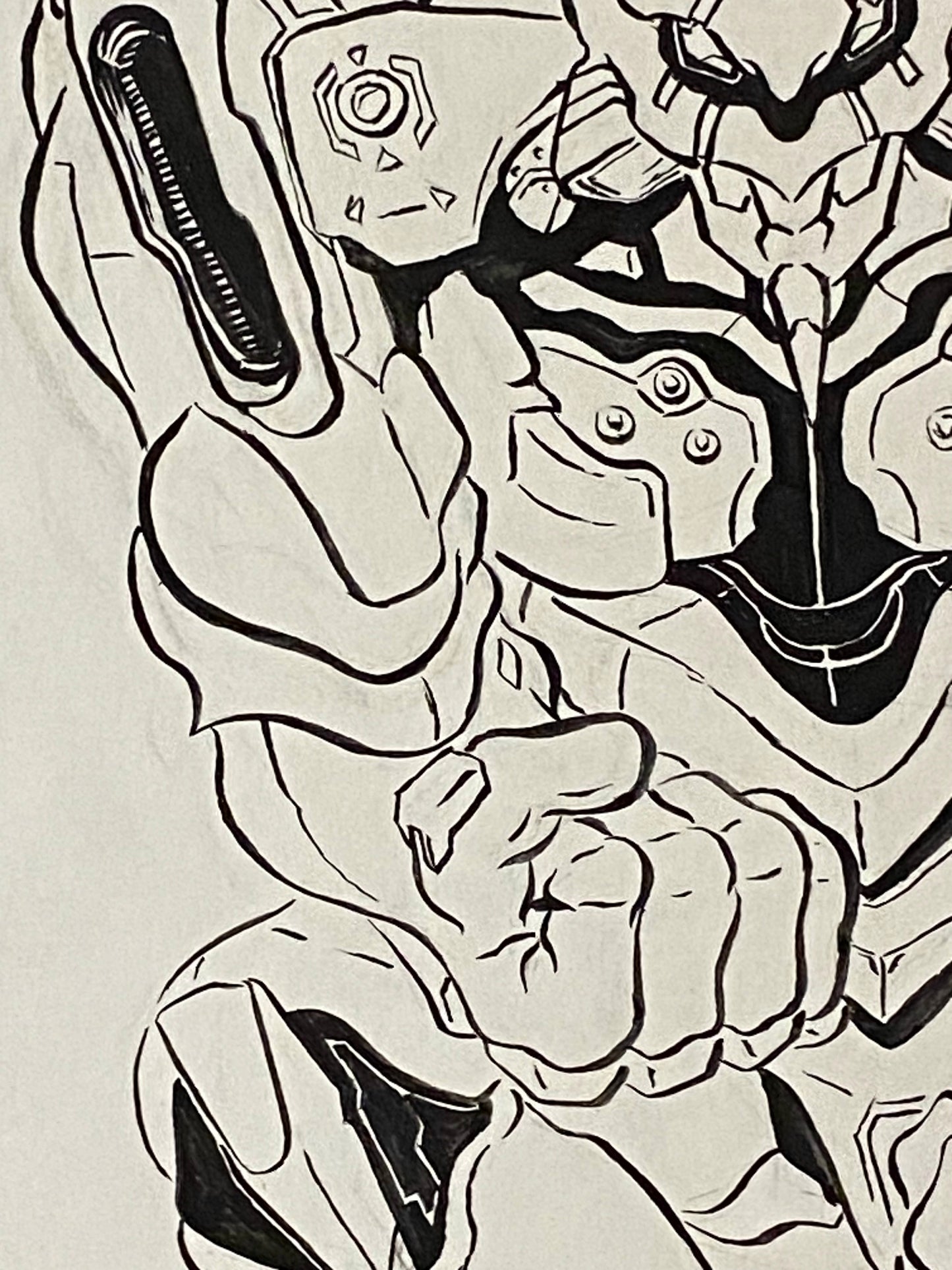 Eva 01 after Hideaki Anno after Frank Miller Original Ink Drawing