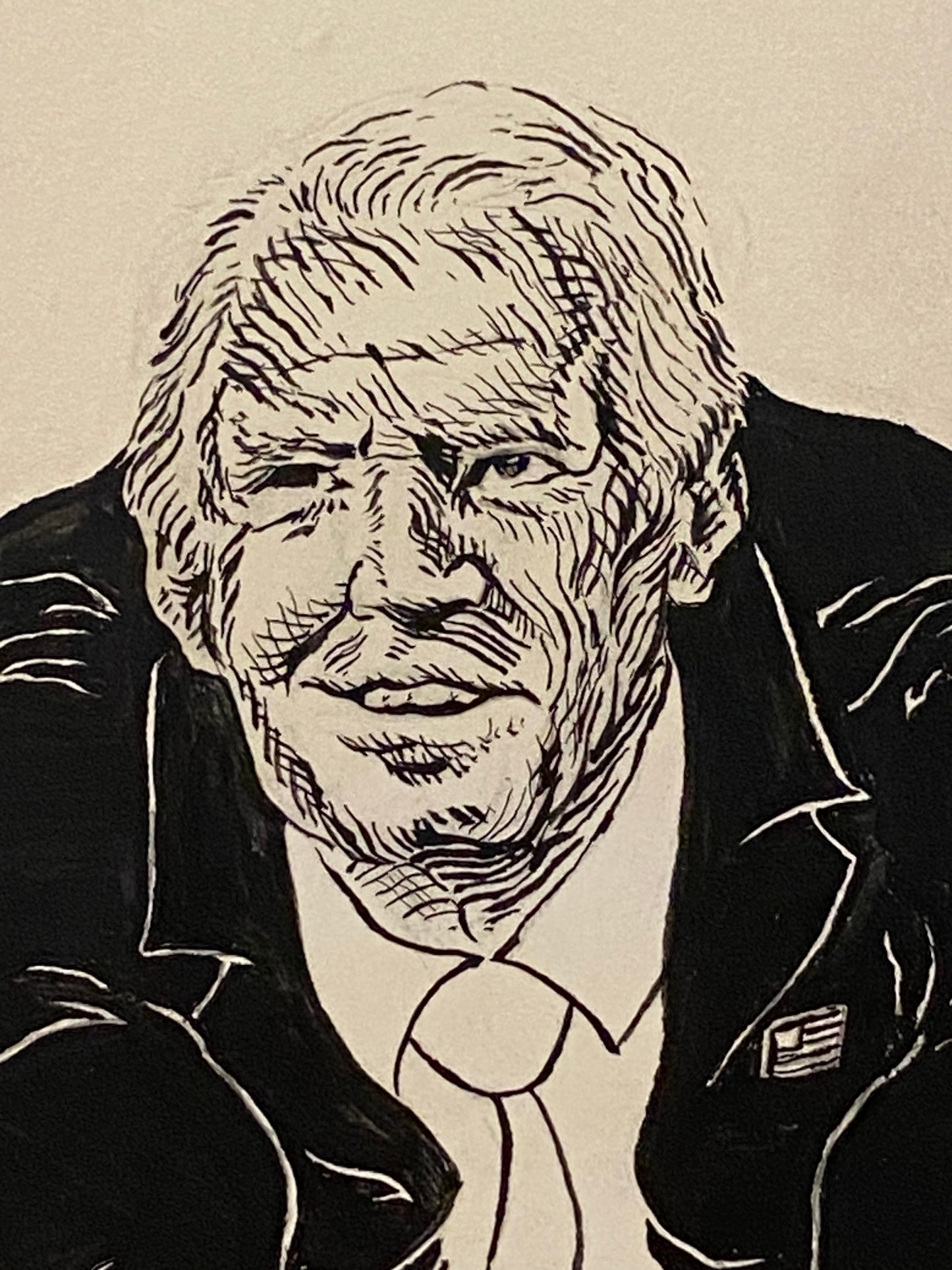 President Joe Biden After Frank Miller Original Ink Drawing