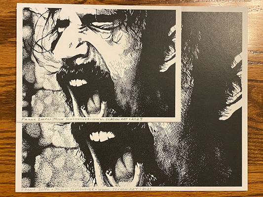 Frank Zappa Pen and Ink Portrait Art Print