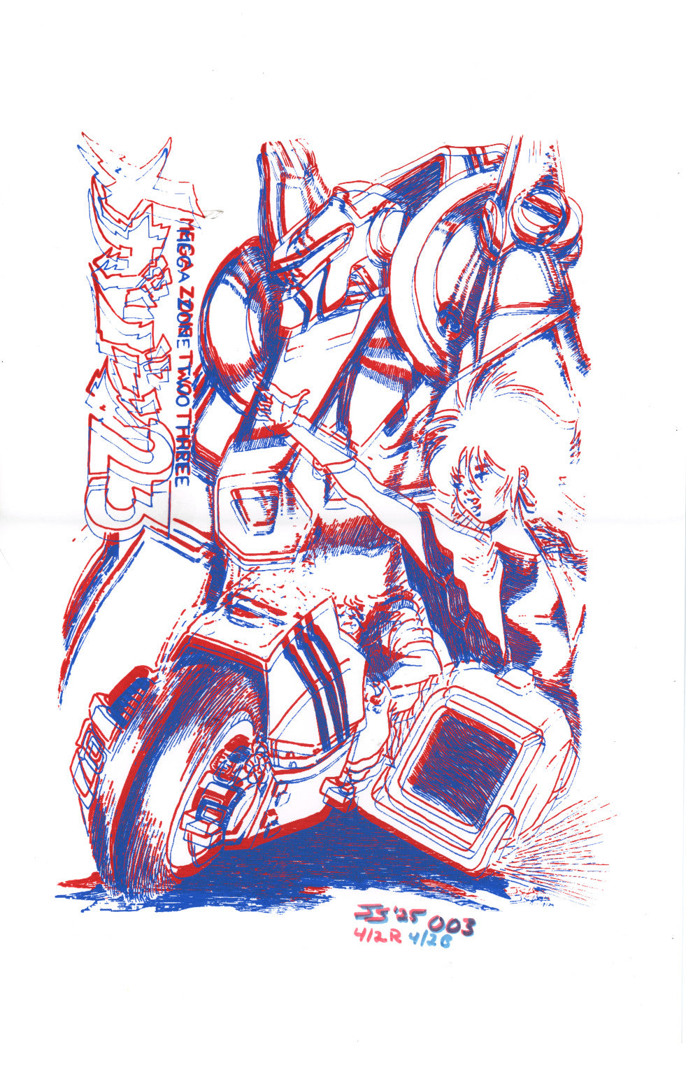 Megazone 23 Foldout Zine Cover Original Drawing
