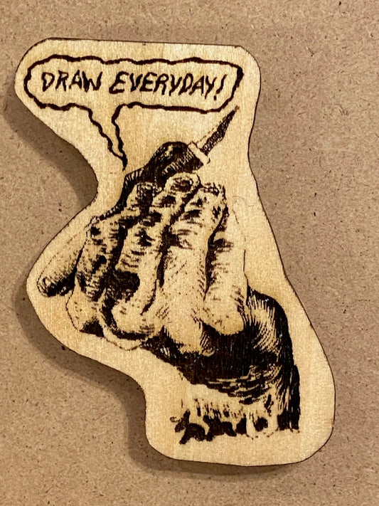 EC Comics DRAW EVERYDAY Wood Refrigerator Magnet